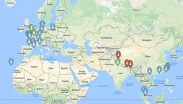 carte des centres dans le monde