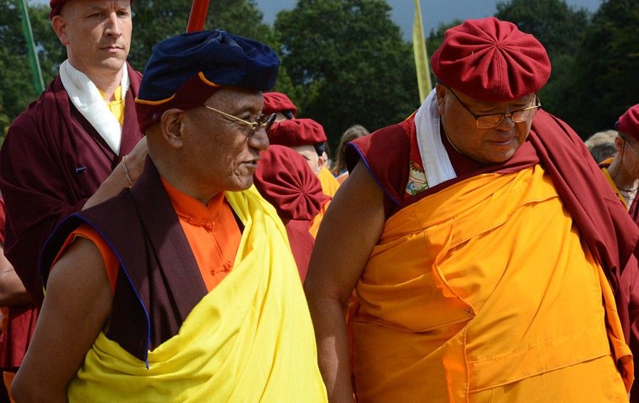 His Holiness Gyalwang Drukpa and Drubpon Ngawang Tenzin at Drukpa Plouray